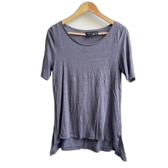 Jones & co Womens 100% linen Dark Gray 3/4 sleeve t-shirt Size Medium - Picture 1 of 4